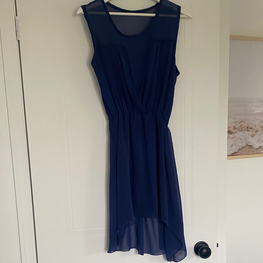 Chic Navy Sleeveless High-Low Dress